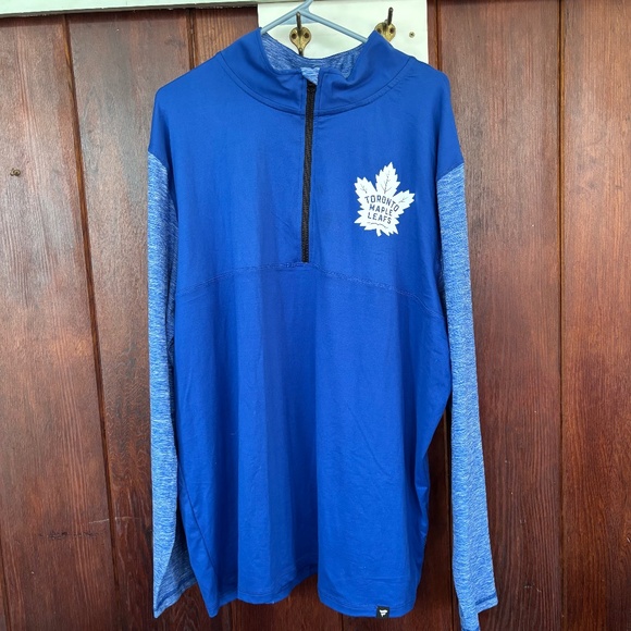 Fanatics Toronto Maple Leafs Hockey Stretch Quarter Zip Sweater Blue White 2 XL - Picture 1 of 3